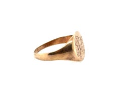 Victorian Engraved Signet Baby Ring Yellow Gold Antique Original 1860's
