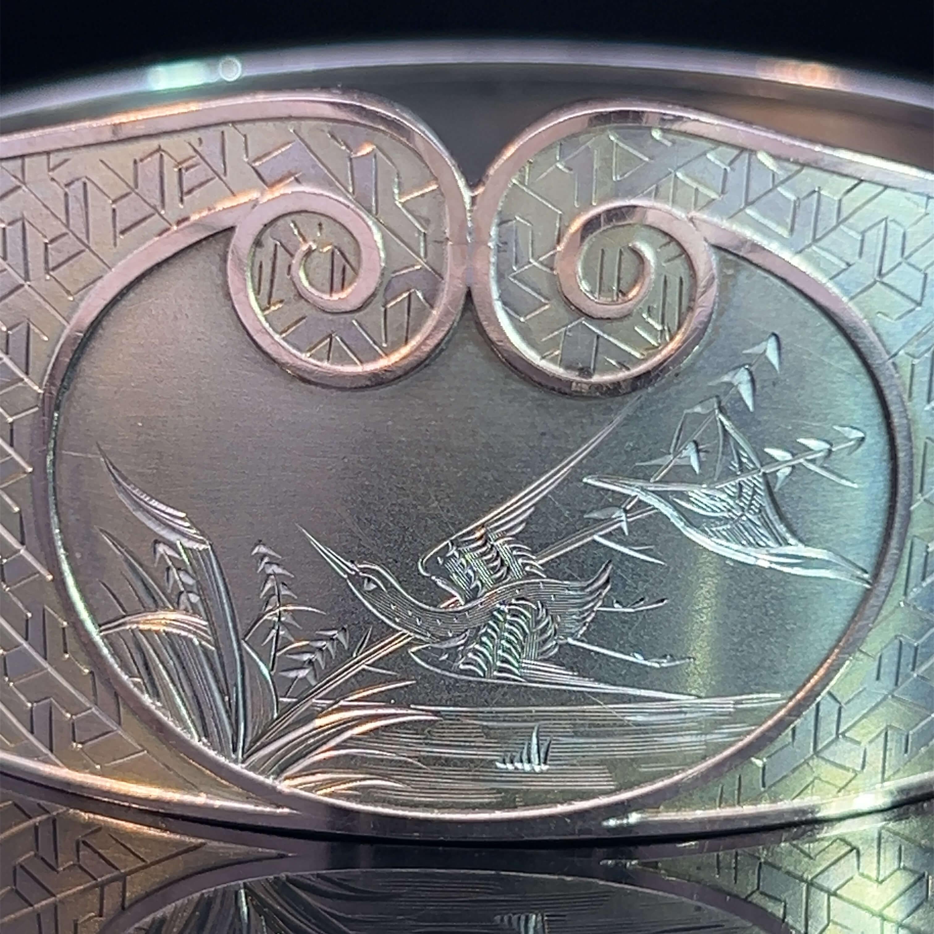 Victorian Engraved Silver Bangle Circa 1885-1895 For Sale 4