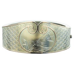 Victorian Engraved Silver Bangle Circa 1885-1895