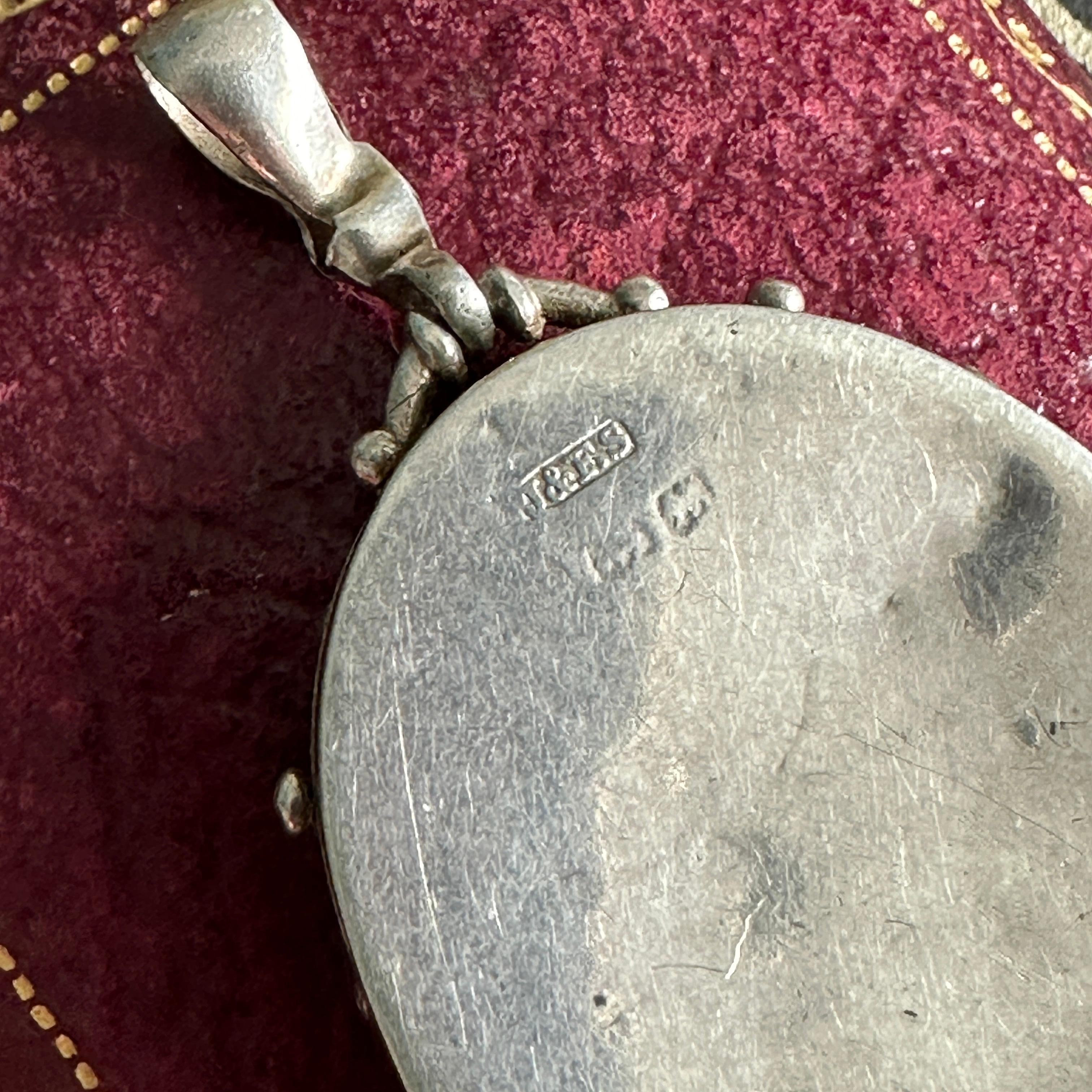 Victorian Engraved Silver Locket Two-Tone Aesthetic Movement 11