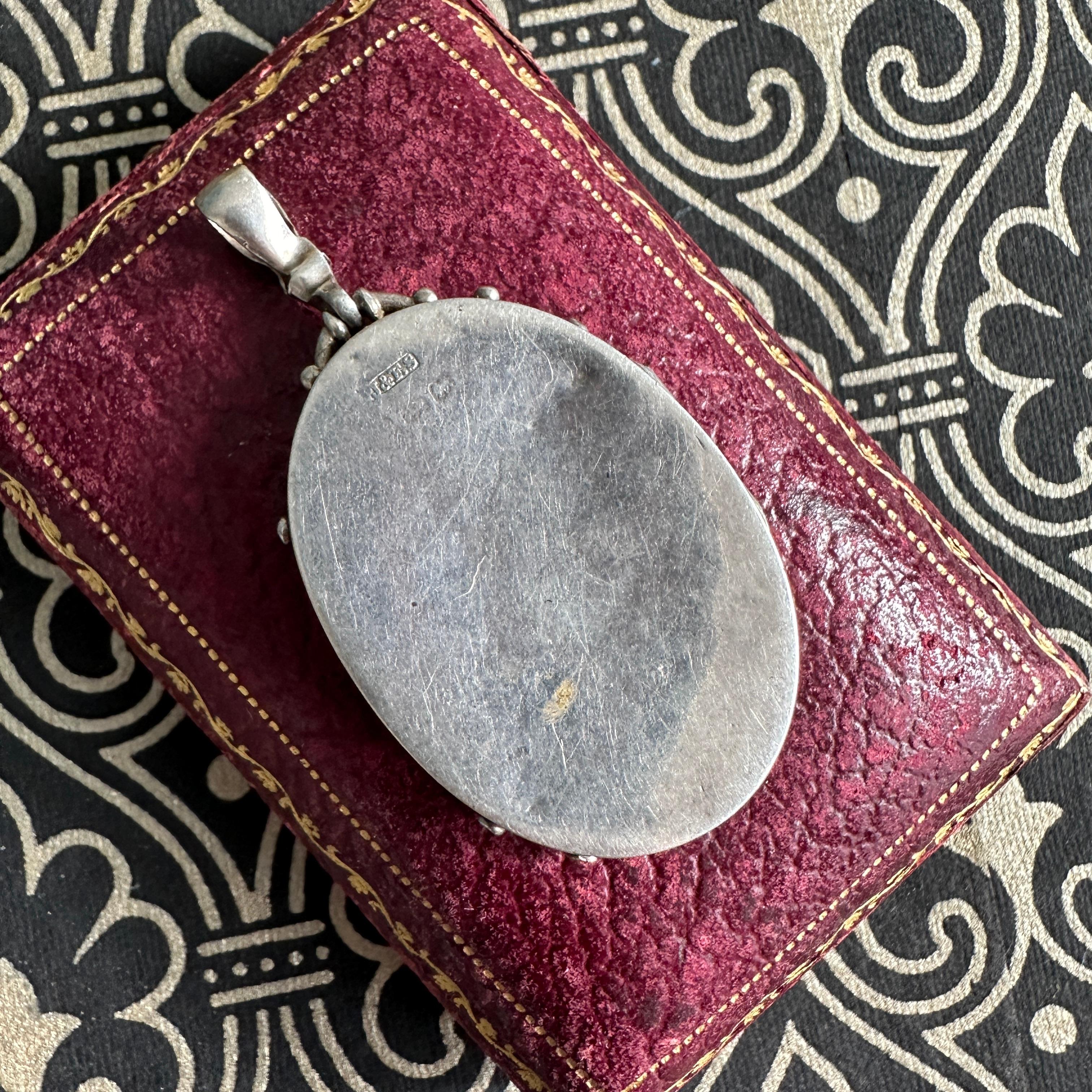 Victorian Engraved Silver Locket Two-Tone Aesthetic Movement 12