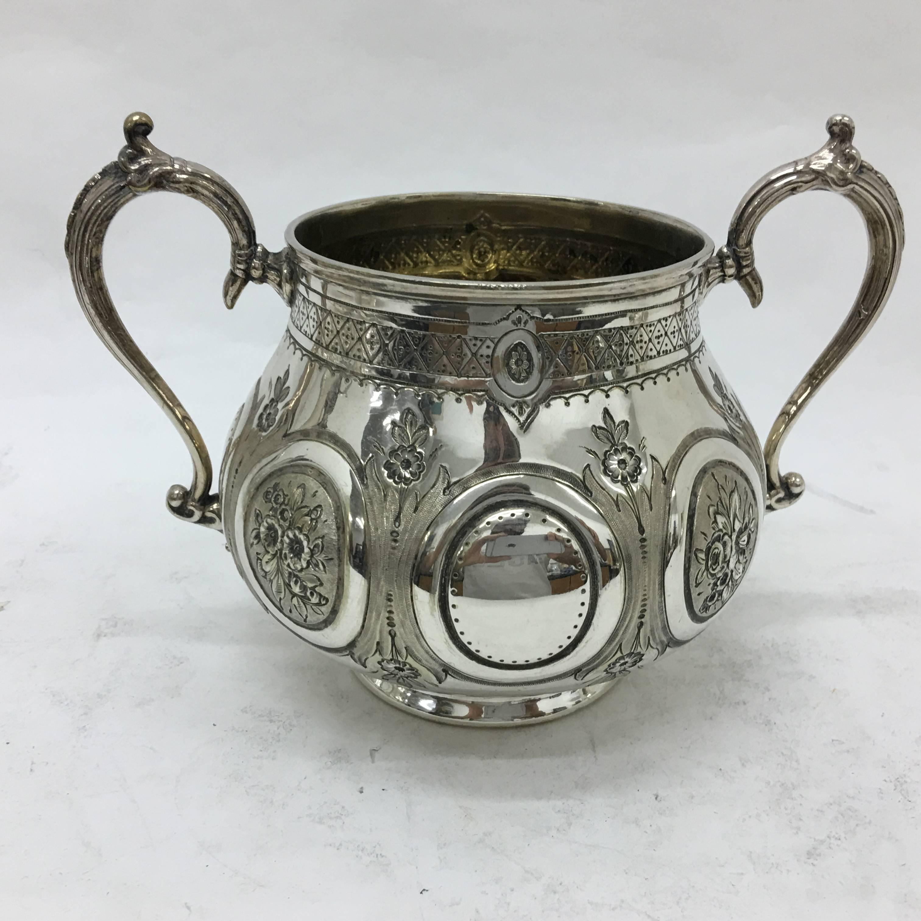 Victorian Engraved Silver Plated British Tea Set by Wilkinson 1870 5
