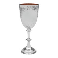 Victorian engraved sterling silver goblet made in London in 1890