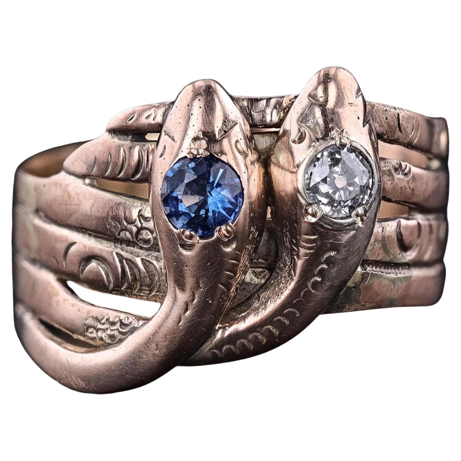 Victorian Entwined Snakes Ring of 8ct Gold