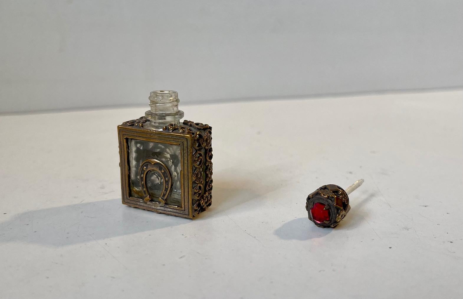 Late Victorian Victorian Equestrian Miniature Perfume or Scent Bottle For Sale
