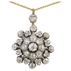 Victorian Era 13.50 Ct Old Cut Diamond Brooch Pendant