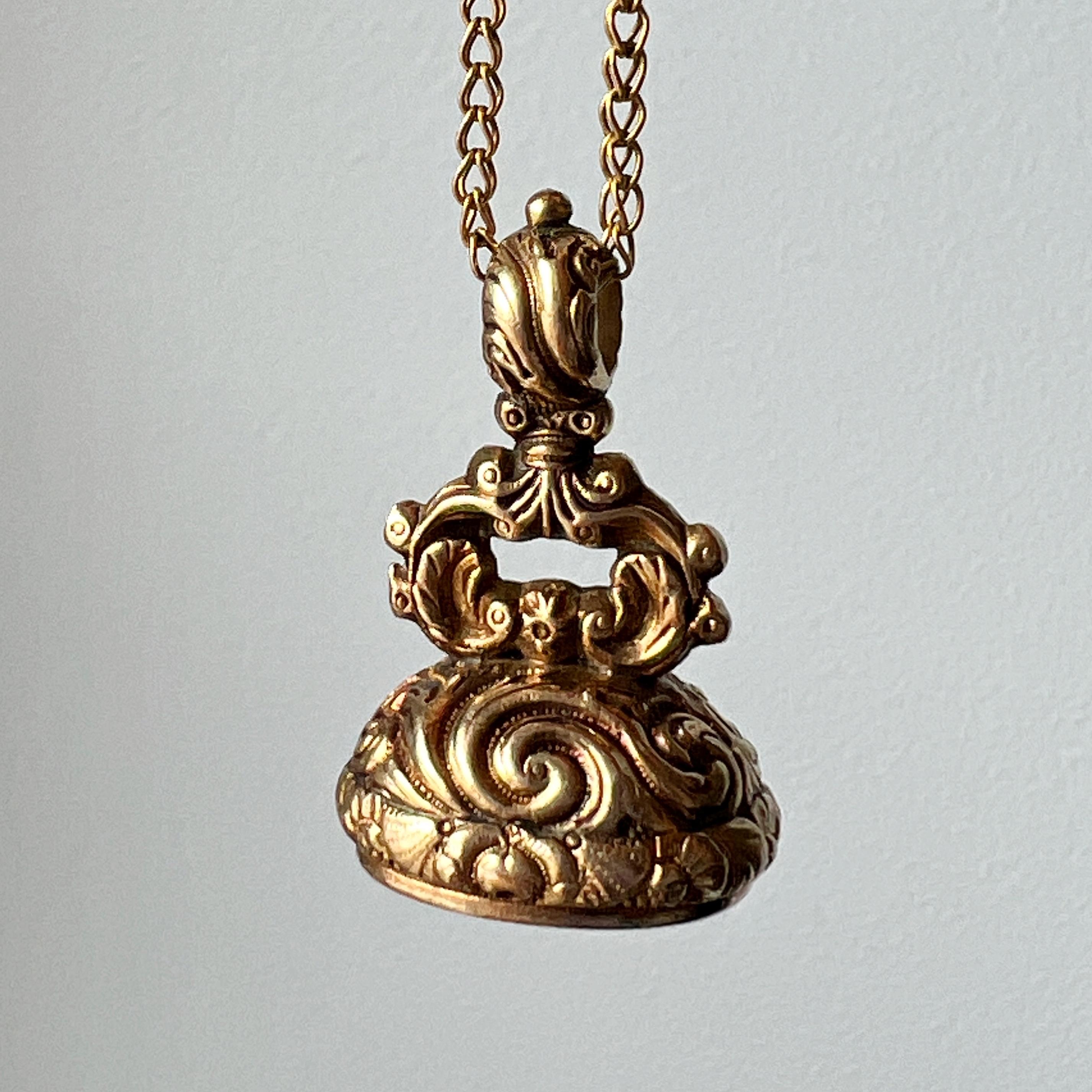 Victorian era 14k gold cupid and dog carnelian seal fob pendant 2