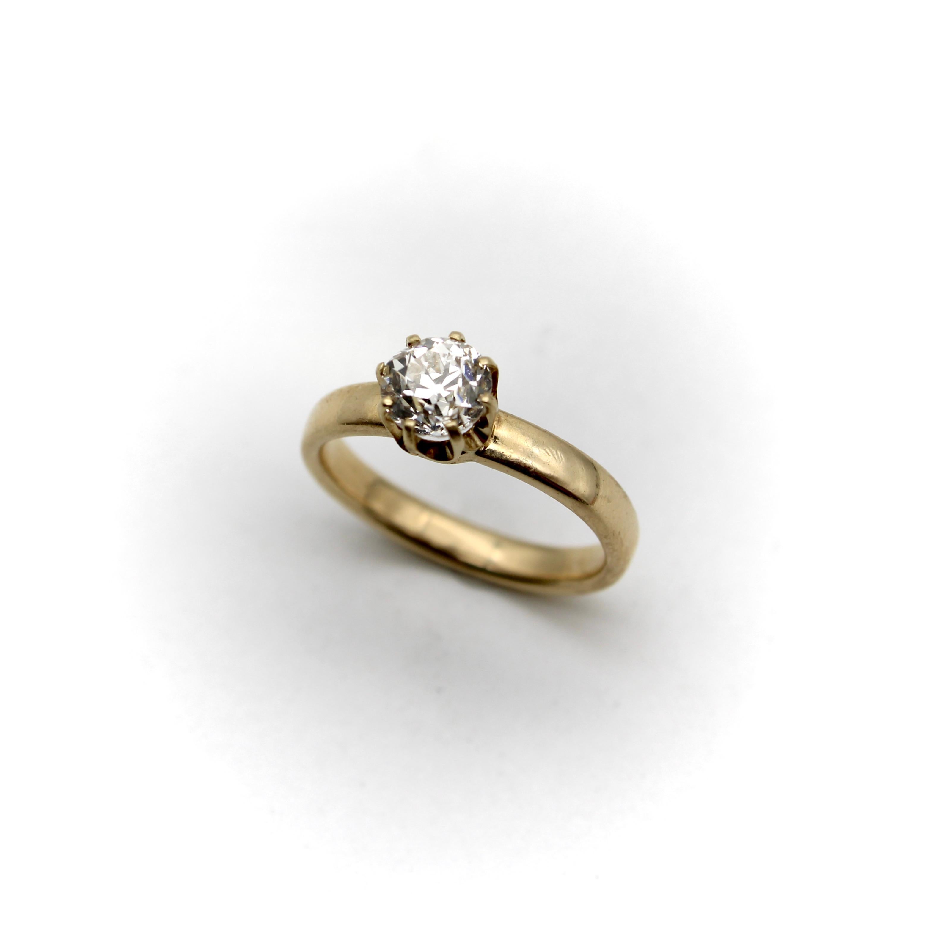 Victorian Era 14K Gold Old European Cut Diamond Ring In Good Condition In Venice, CA