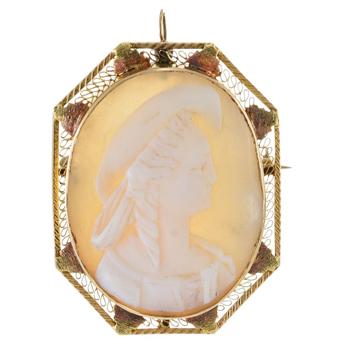 Colgante Camafeo de Oro Amarillo 14KT de la Época Victoriana