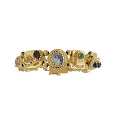 Victorian Era 14KT Yellow Gold Multi-Stone Portrait Bracelet