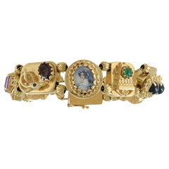 Bracciale con ritratto a più pietre in oro giallo 14KT di epoca vittoriana