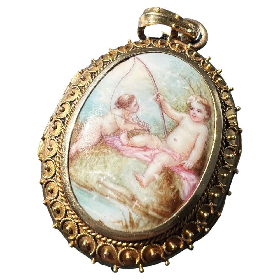 18k Antique gold locket - French solid gold - Napoleon III pendant ...