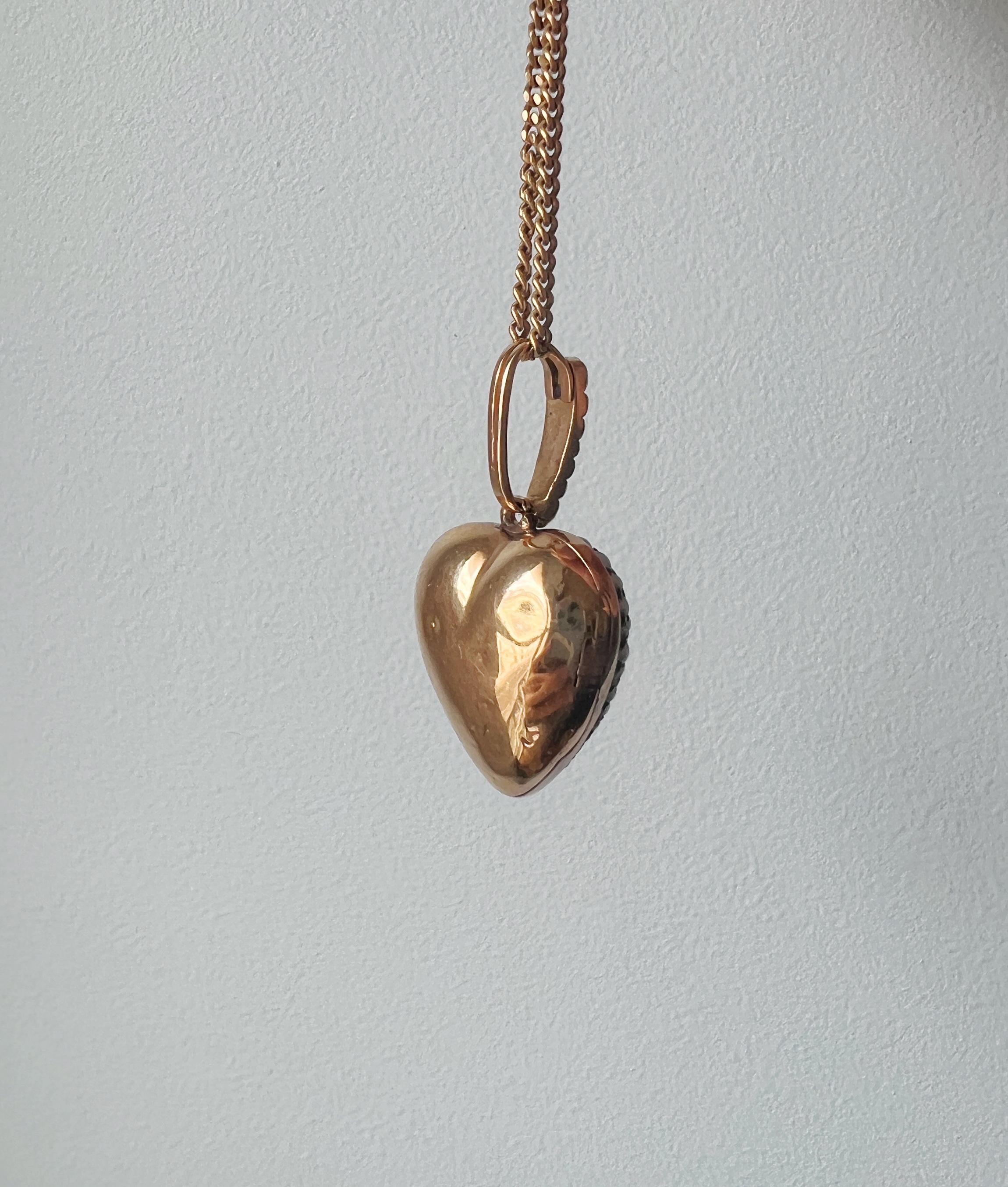 Victorian Era 18k Gold Gray Seed Pearl Puffy Heart Photo Locket Pendant 1