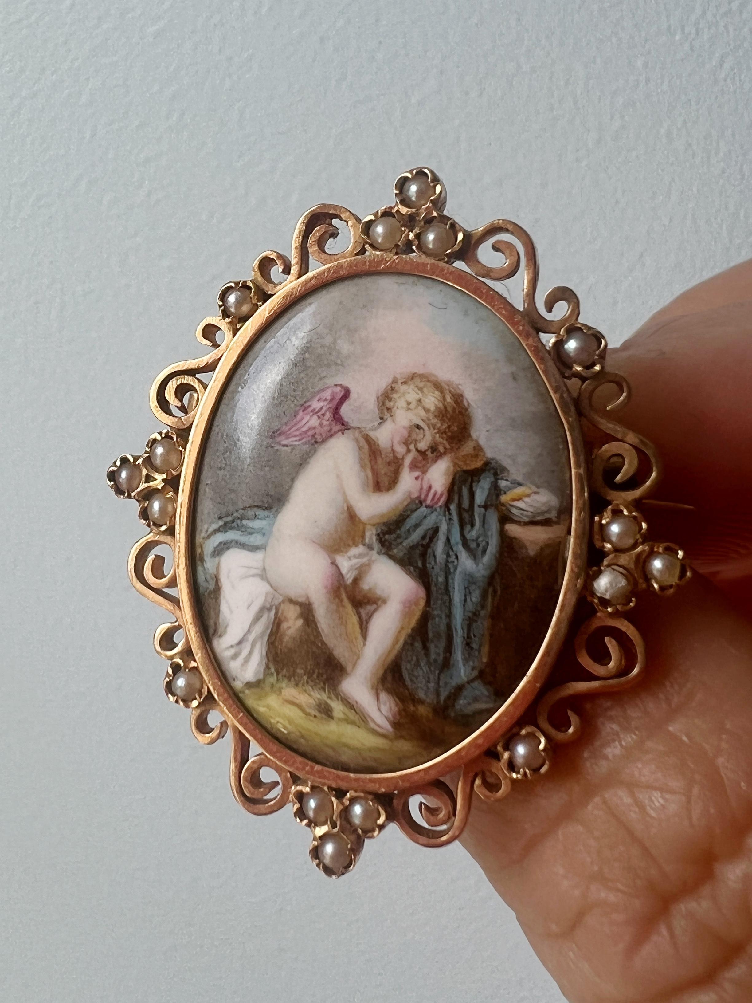 Some of the most endearing antique jewelry of every era feature little winged beings. Angels, or cherubs, embody sacred love, and may be understood as guardians. On the other hand, enameled jewelry is among the most researched jewelry items in the