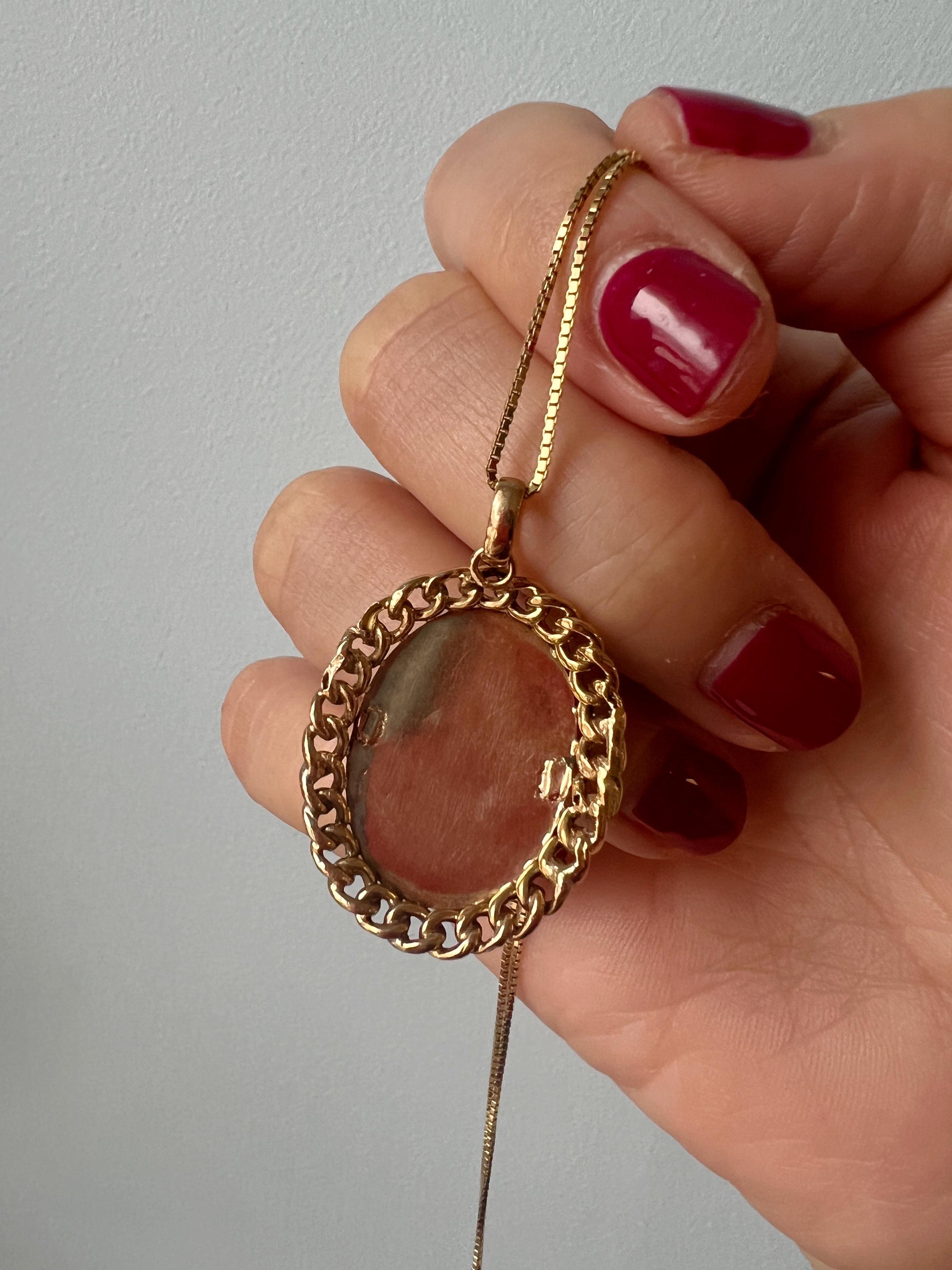 Victorian era 18K gold pendant with diamond ruby flower on bloodstone 1