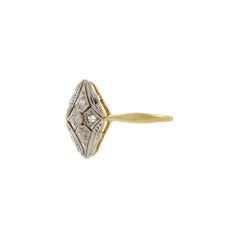 Victorian Era 18KT Two-Tone Gold Marquise Diamond Filigree Ring