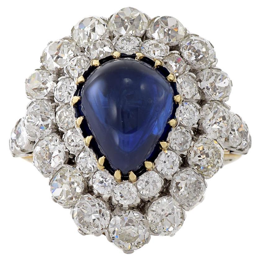 Victorian Era 18KT Yellow Gold/ Platinum Sapphire And Diamond Ring For Sale