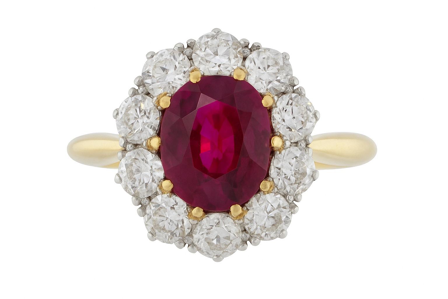 Viktorianische Ära 1900 Rubin Diamant Ring NO HEAT (Zeitgenössisch) im Angebot