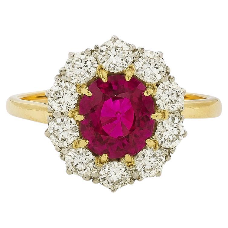 Viktorianische Ära 1900 Rubin Diamant Ring NO HEAT im Angebot