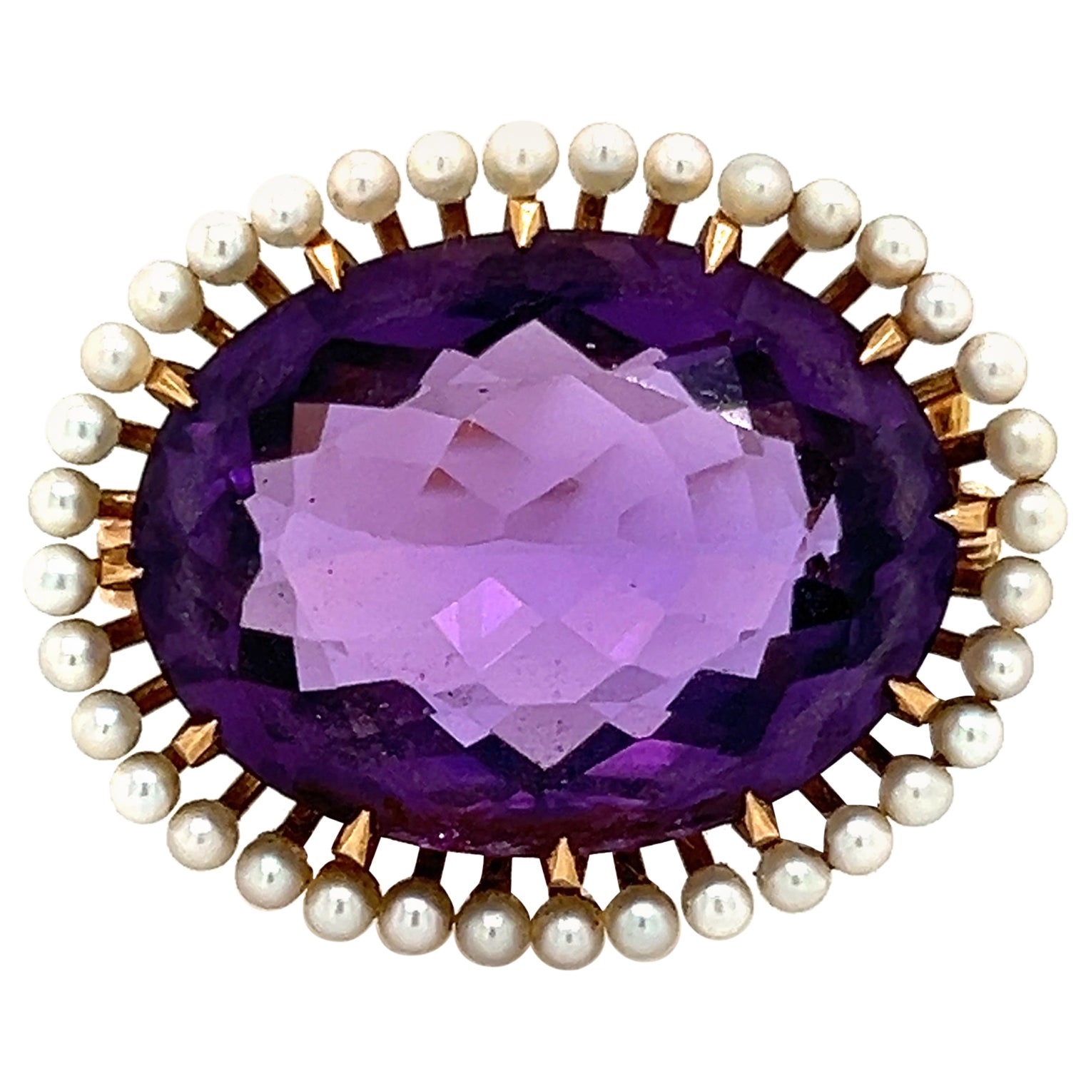 Viktorianische Ära Amethyst & Seed Pearl Brosche Anhänger