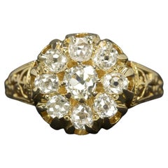 Victorian Era Antique Old Mine Cut Diamond Cluster Ring