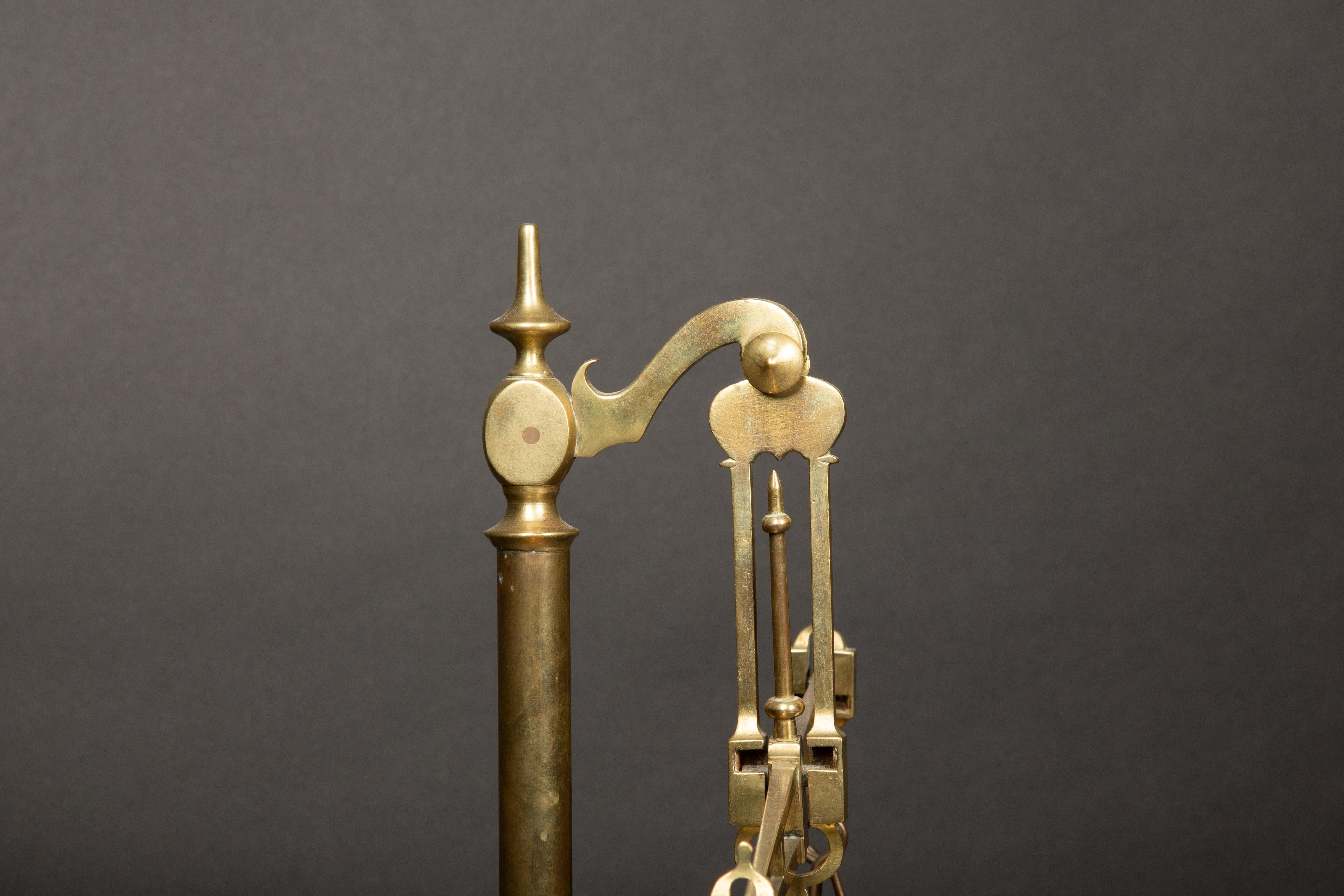 Victorian Era Brass Balance Scale on Wooden Base - Late 19th C English Antique 2