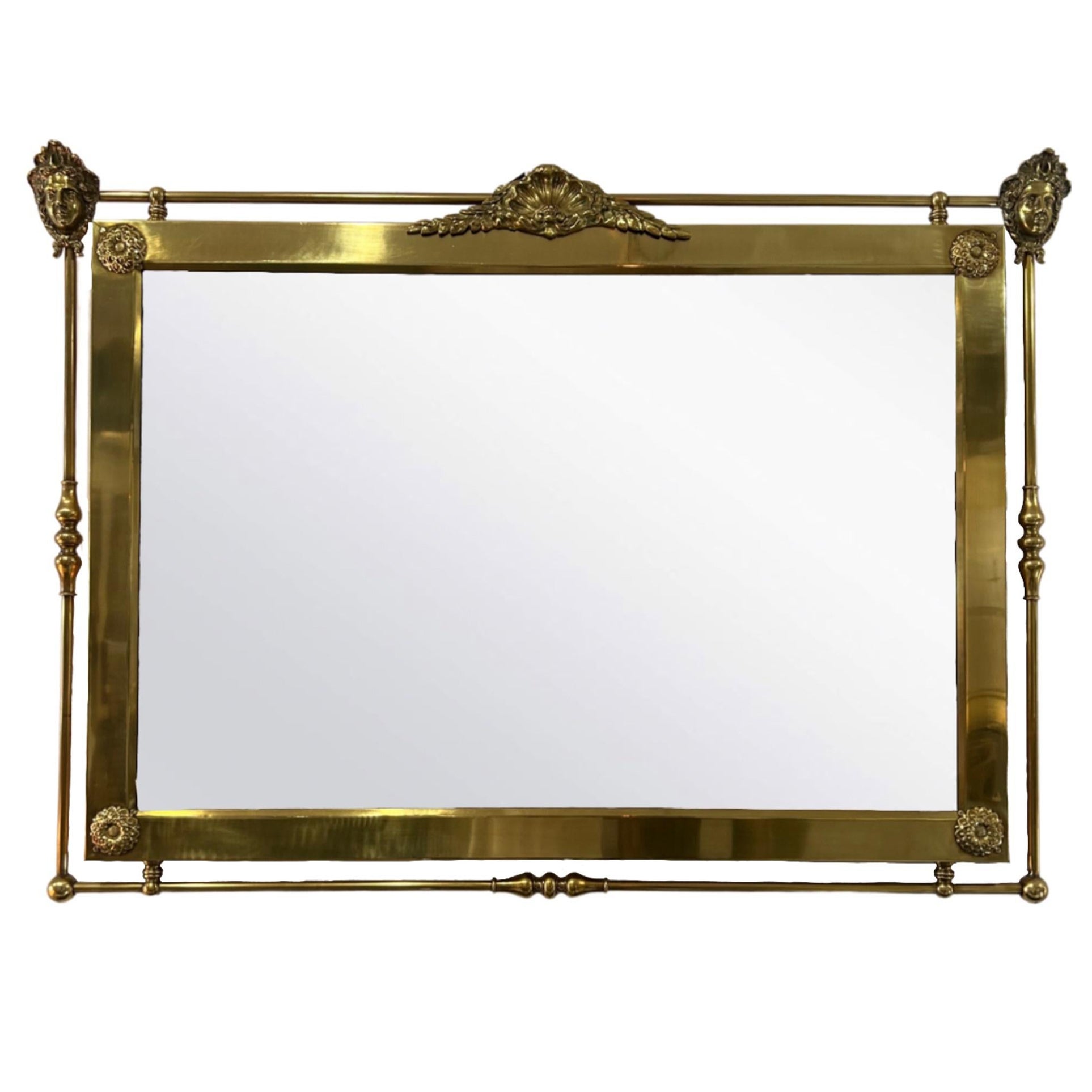Miroir en laiton d'époque victorienne avec accents