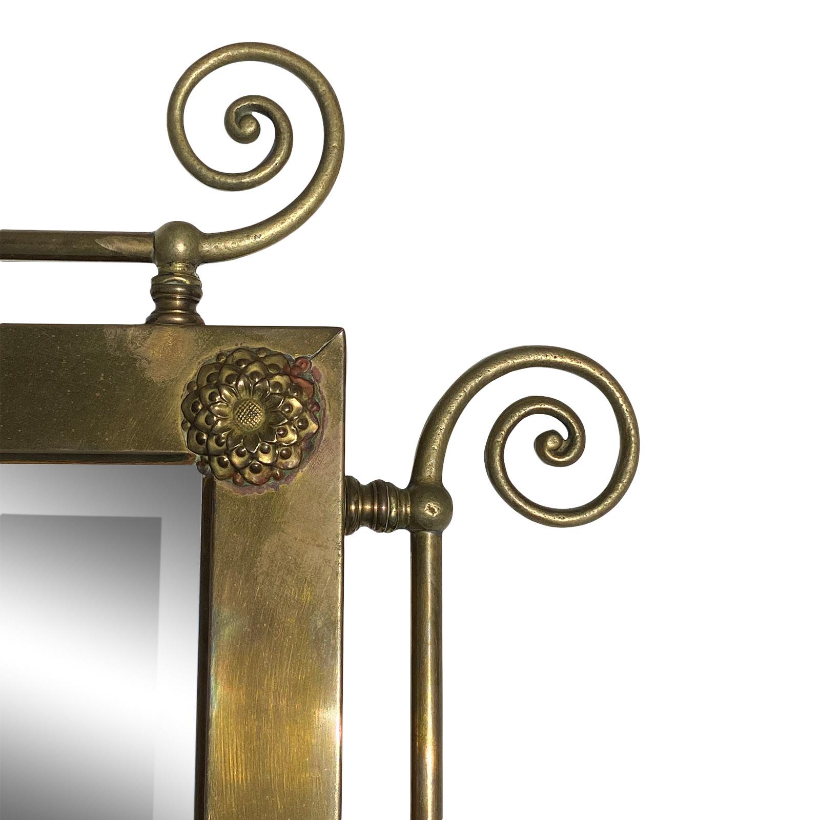 American Victorian Era Brass Wall Mirror For Sale