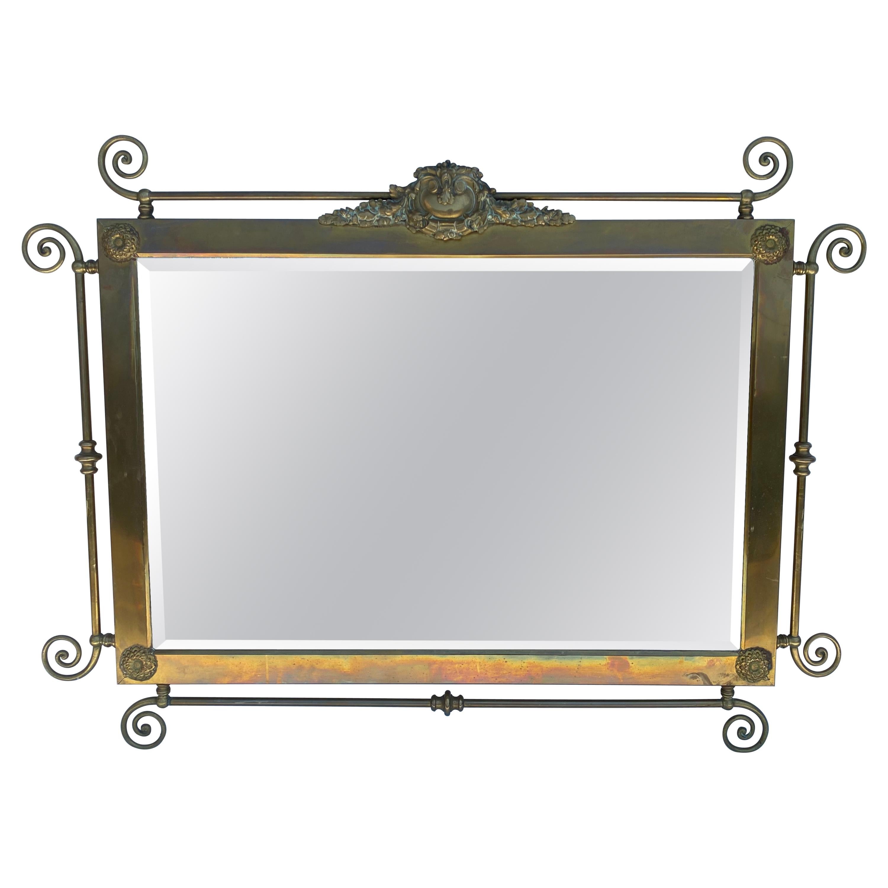 Victorian Era Brass Wall Mirror For Sale