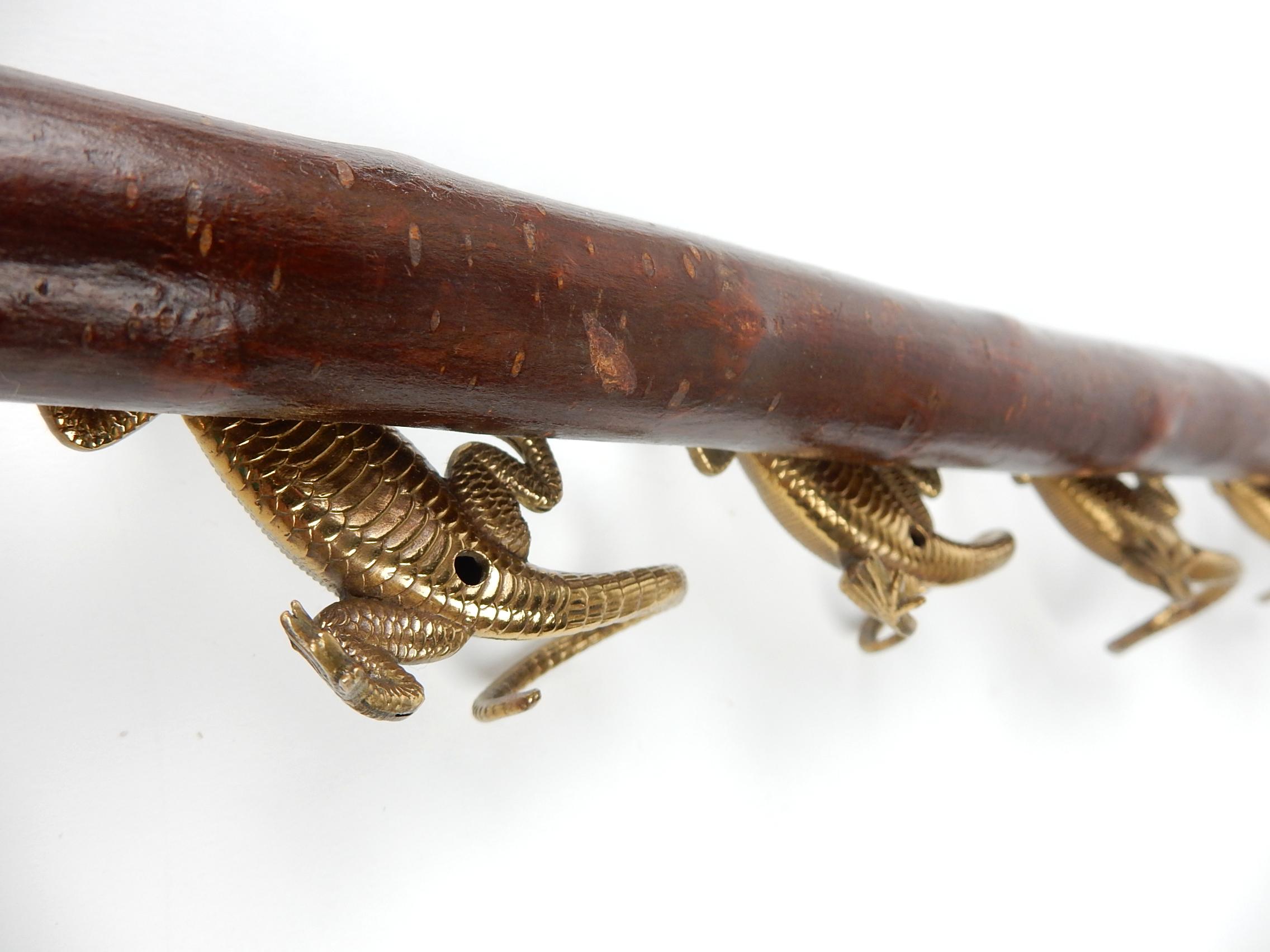 Victorian Era Bronze Lizards on Cherrywood Burl Key Holder 3