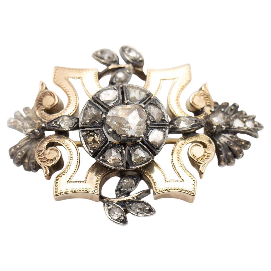 Spilla di epoca vittoriana in platino e oro rosa