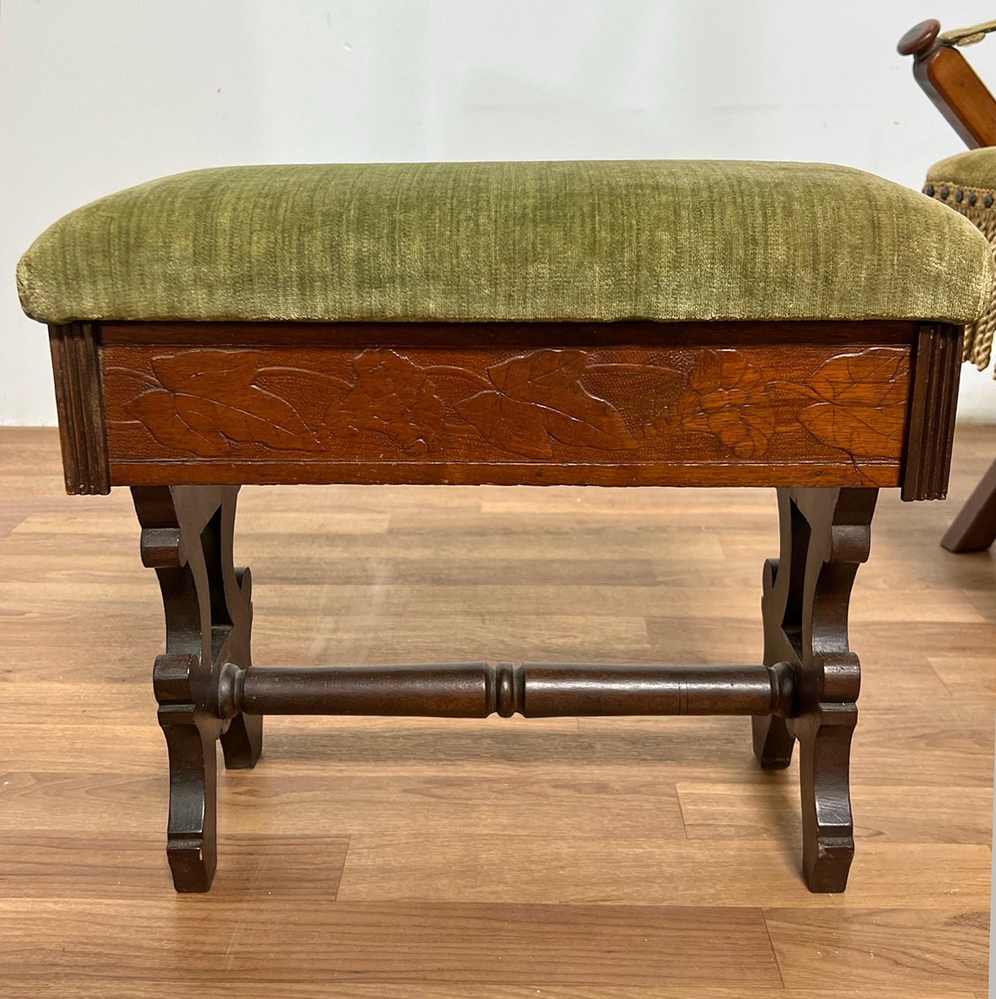 Victorian Era Campaign Chair with Lidded Ottoman, circa 1890s For Sale 7