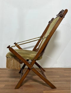 Victorian Era Campaign Chair with Lidded Ottoman, circa 1890s