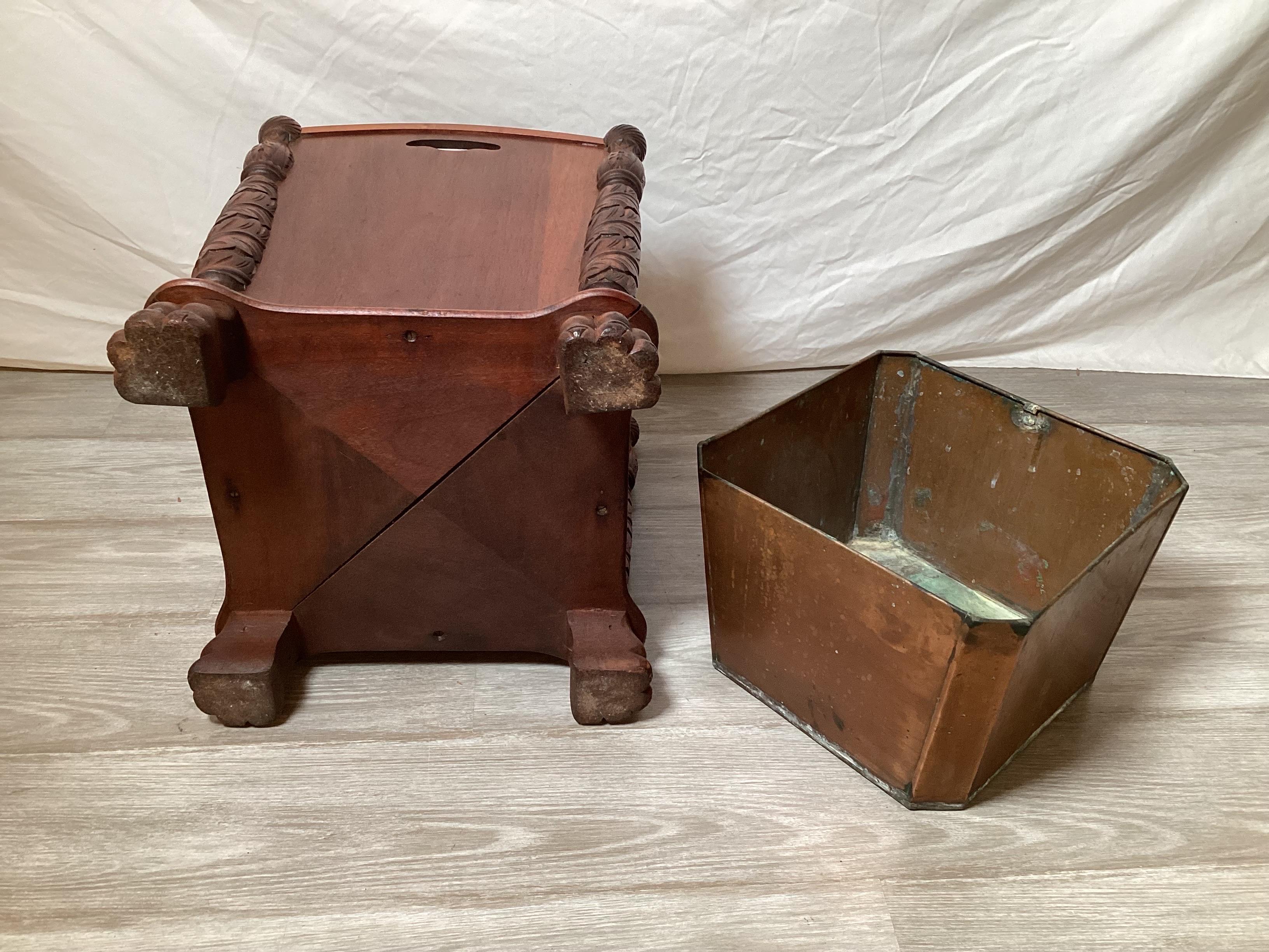 Victorian Era Carved Wood Waste Basket of Planter For Sale 3