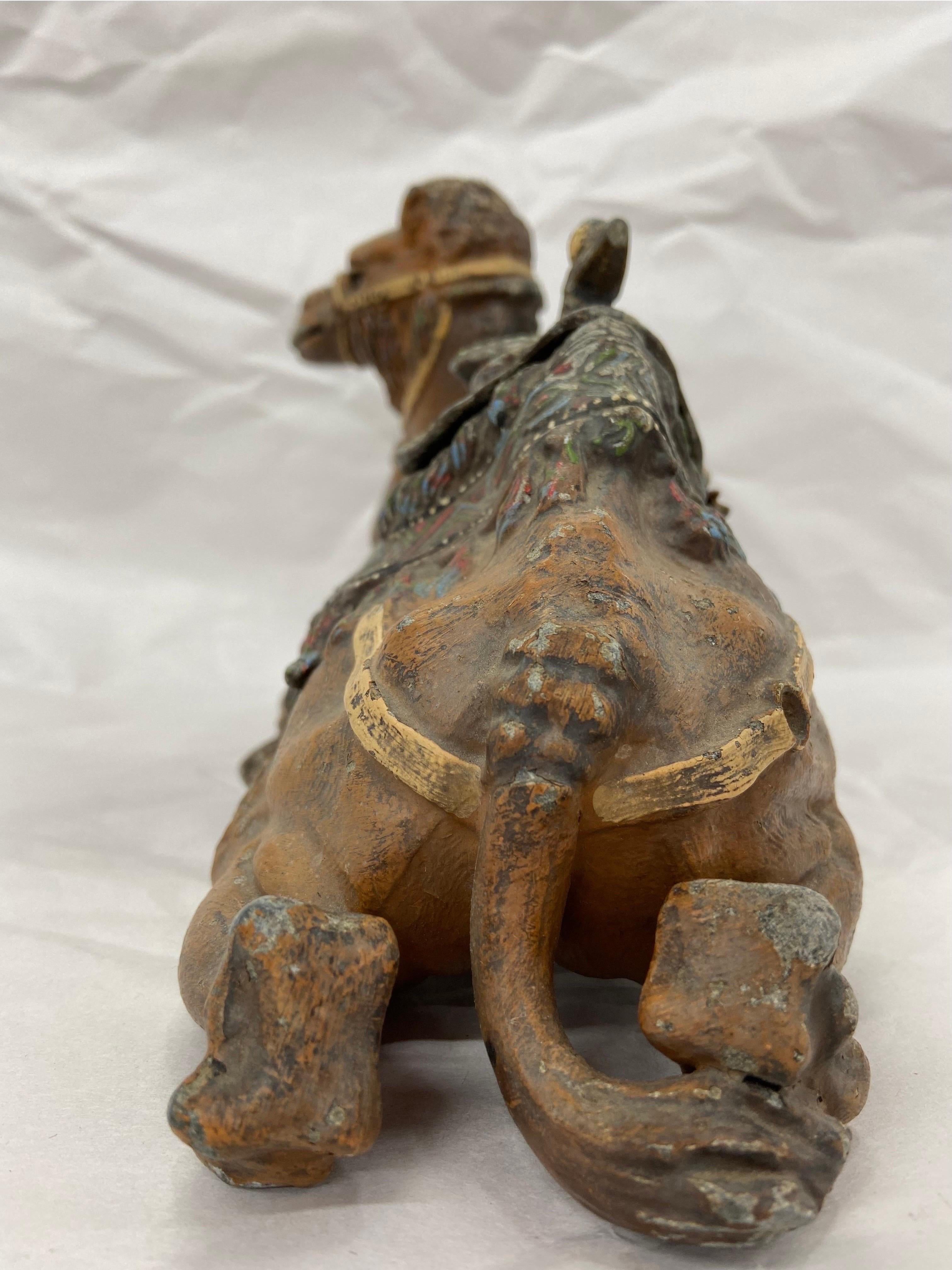 Victorian Era Cold Painted Spelter Figural and Sculptural Camel Desk Inkwell 2