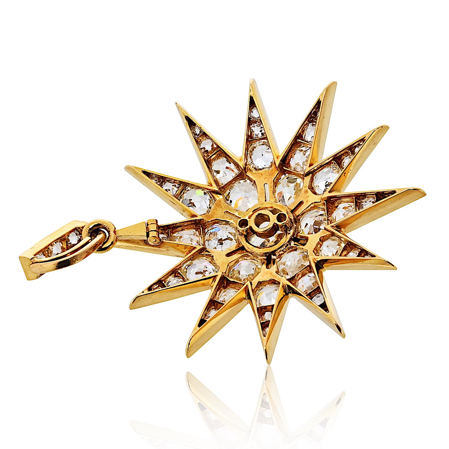 Pendentif en or jaune 18K avec étoile de diamants de l'époque victorienne Excellent état - En vente à New York, NY