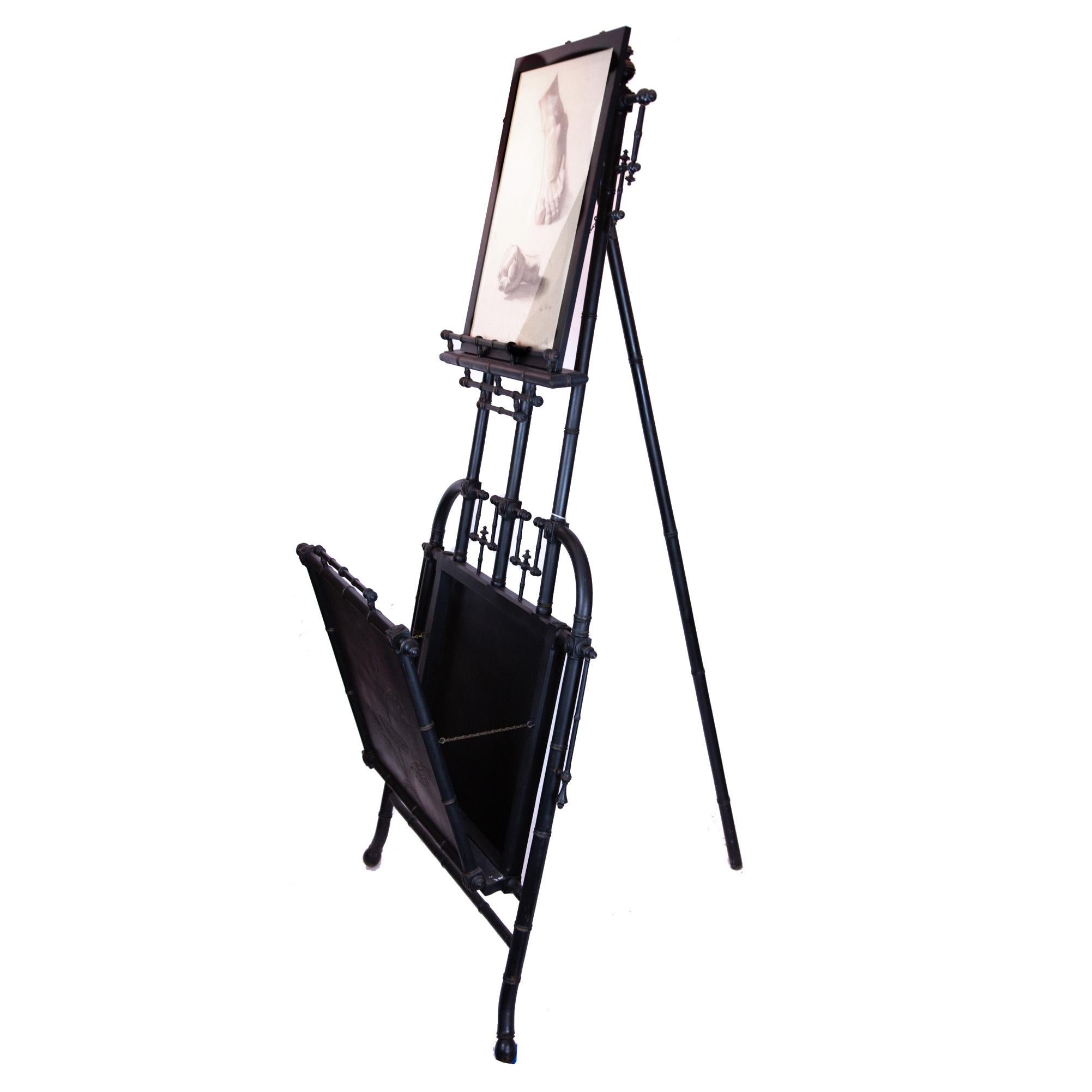 Victorian-Era Ebonized Easel with Folio 5