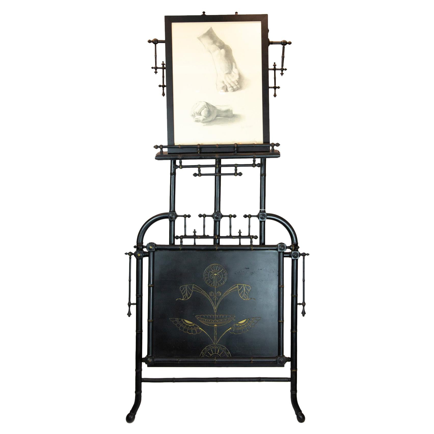 Victorian-Era Ebonized Easel with Folio