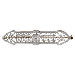 Victorian Era Filigree and Diamond Brooch