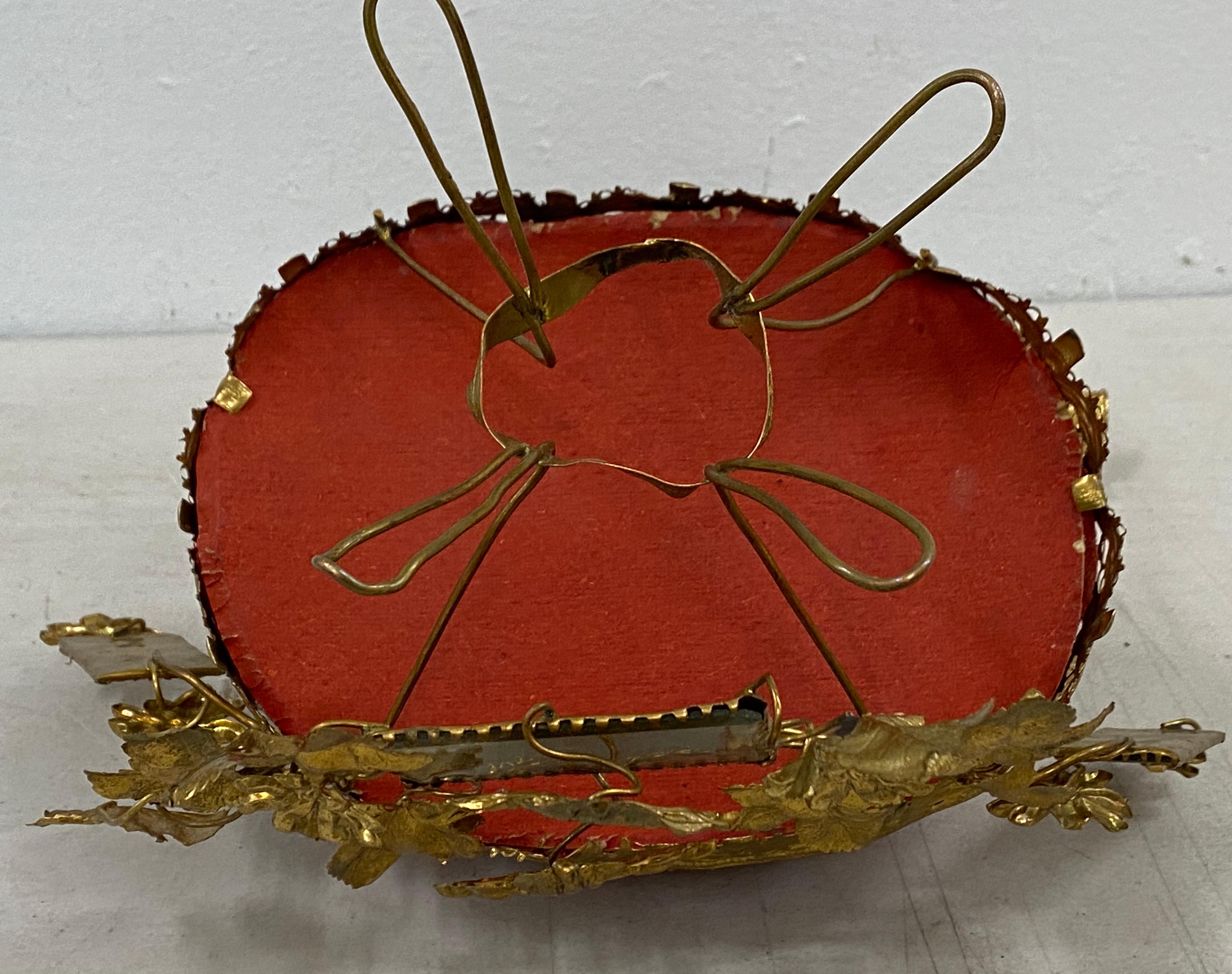 Victorian Era Gilded Metal Wedding Pin Cushion, C.1900 For Sale 1