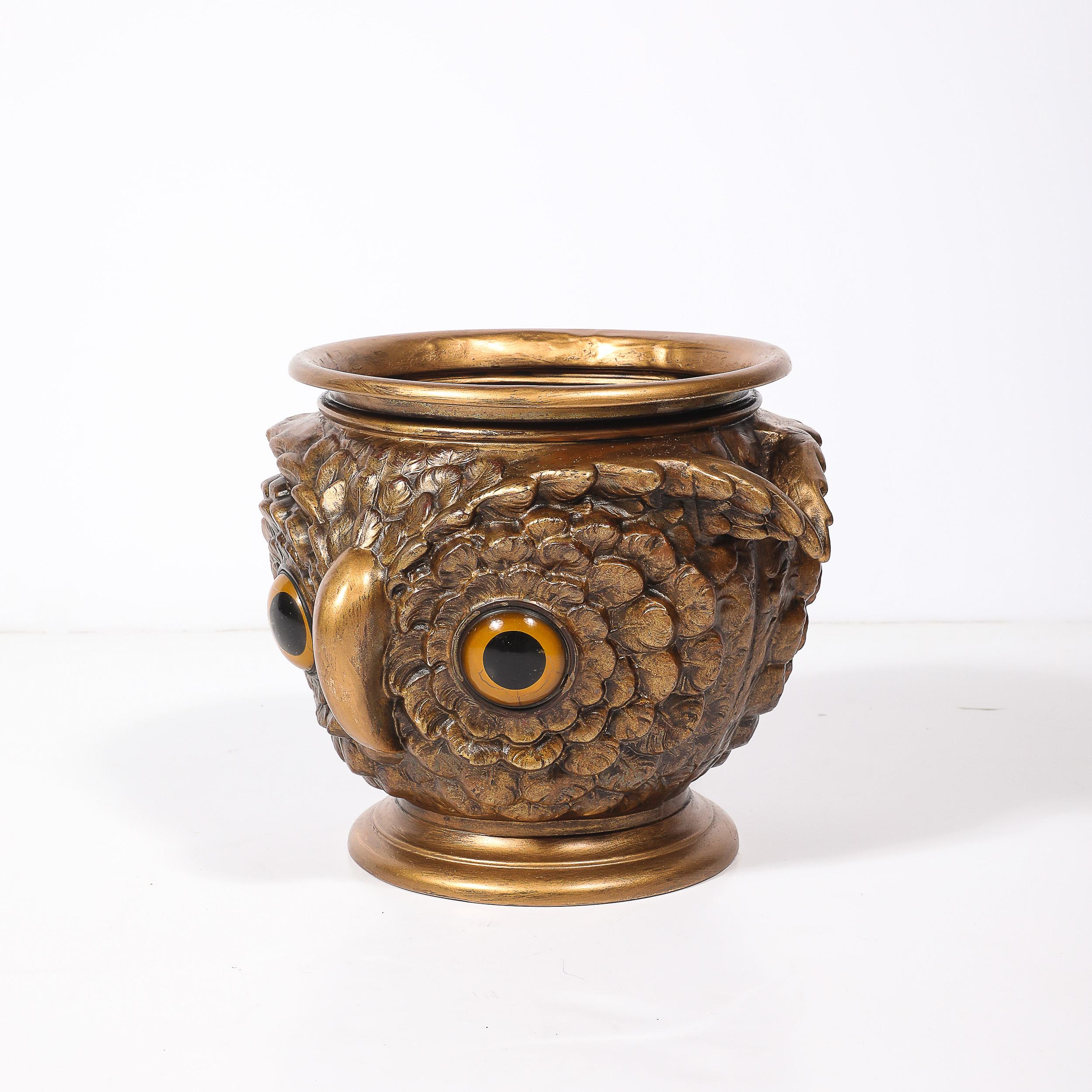 Gufo Jardiniere in bronzo dorato e vetro di epoca vittoriana in vendita 3