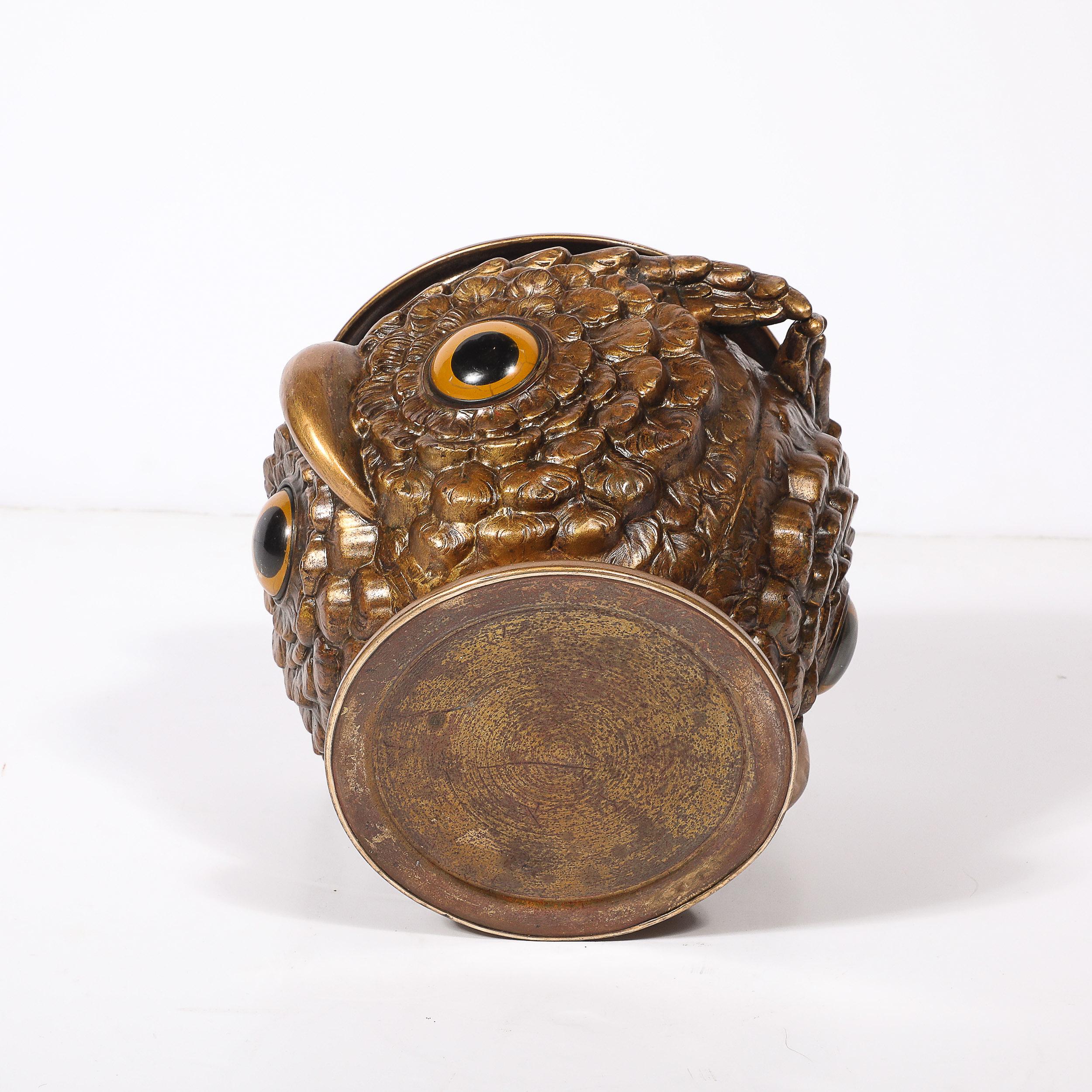 Gufo Jardiniere in bronzo dorato e vetro di epoca vittoriana in vendita 4