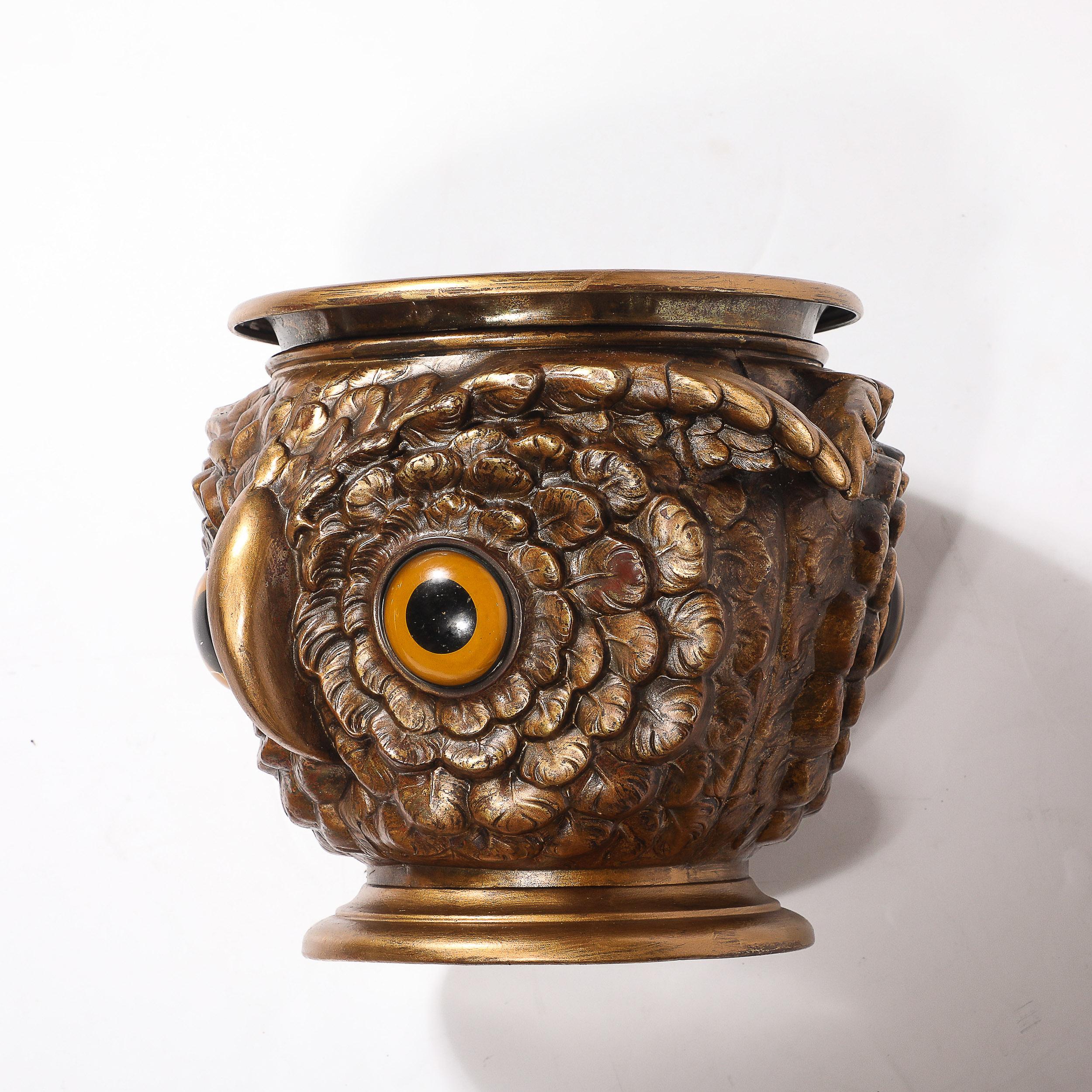Gufo Jardiniere in bronzo dorato e vetro di epoca vittoriana in vendita 7