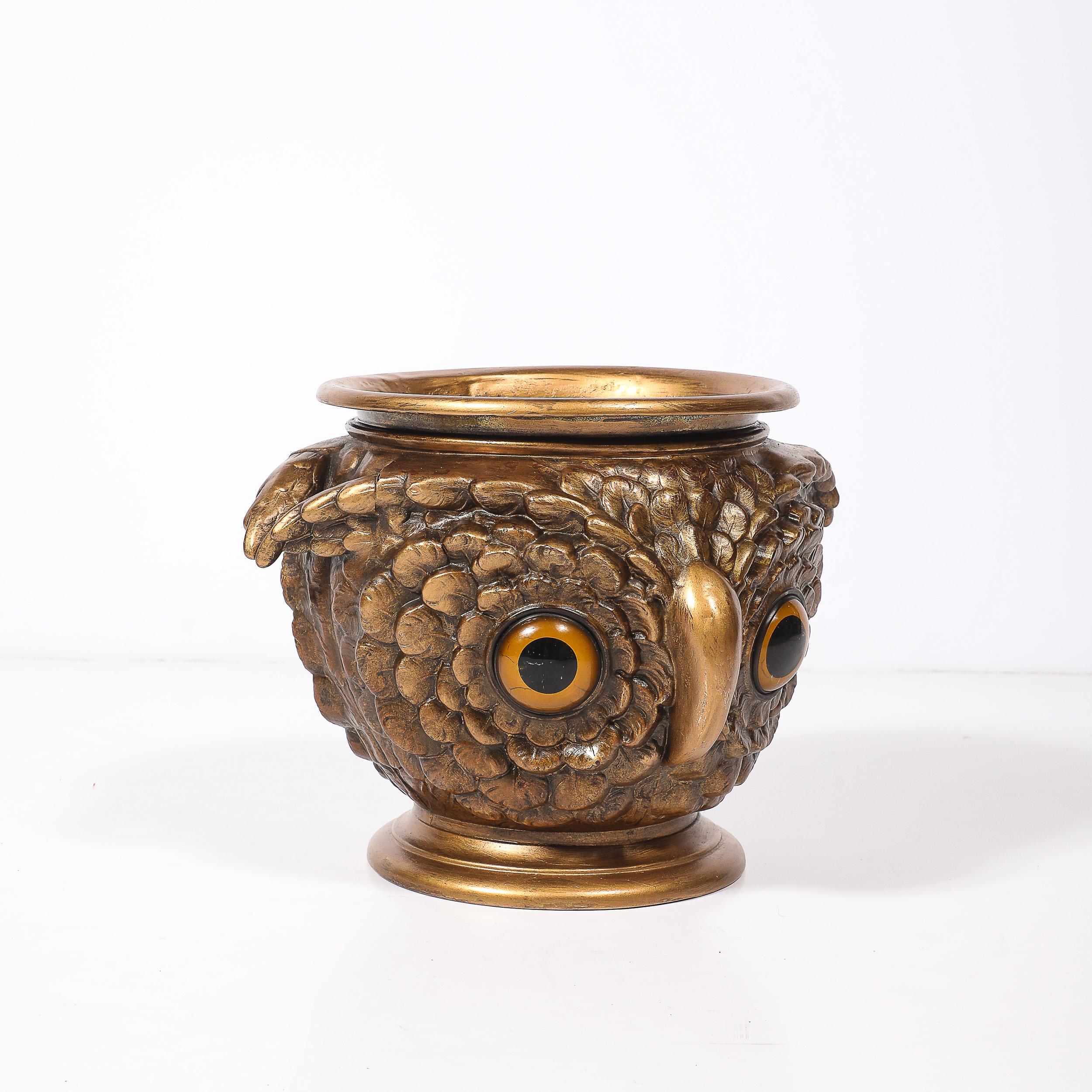 Vittoriano Gufo Jardiniere in bronzo dorato e vetro di epoca vittoriana in vendita