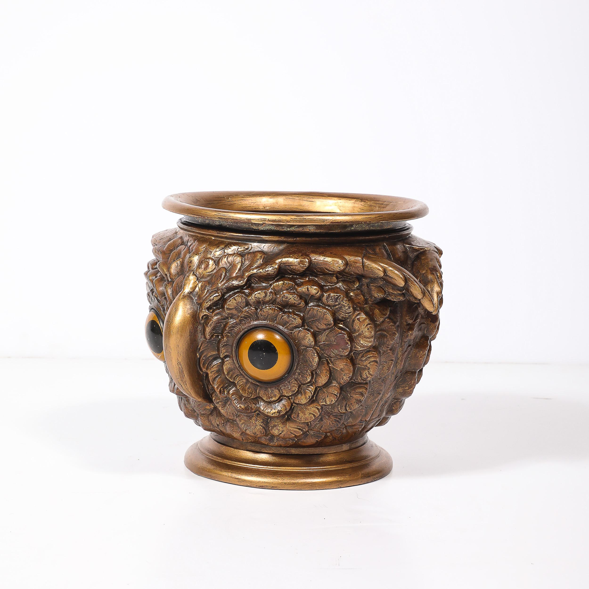 Gufo Jardiniere in bronzo dorato e vetro di epoca vittoriana In condizioni ottime in vendita a New York, NY
