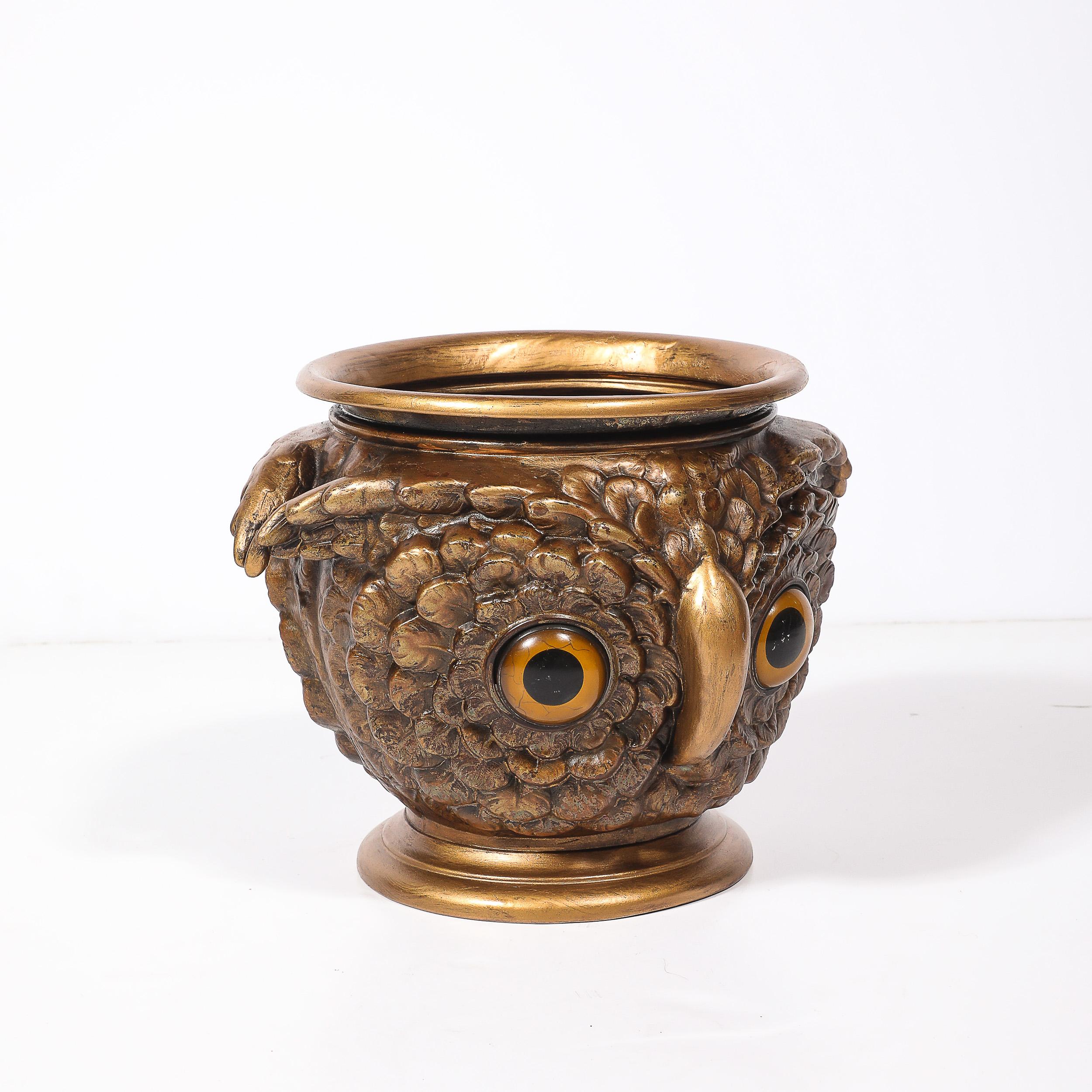 Gufo Jardiniere in bronzo dorato e vetro di epoca vittoriana in vendita 1