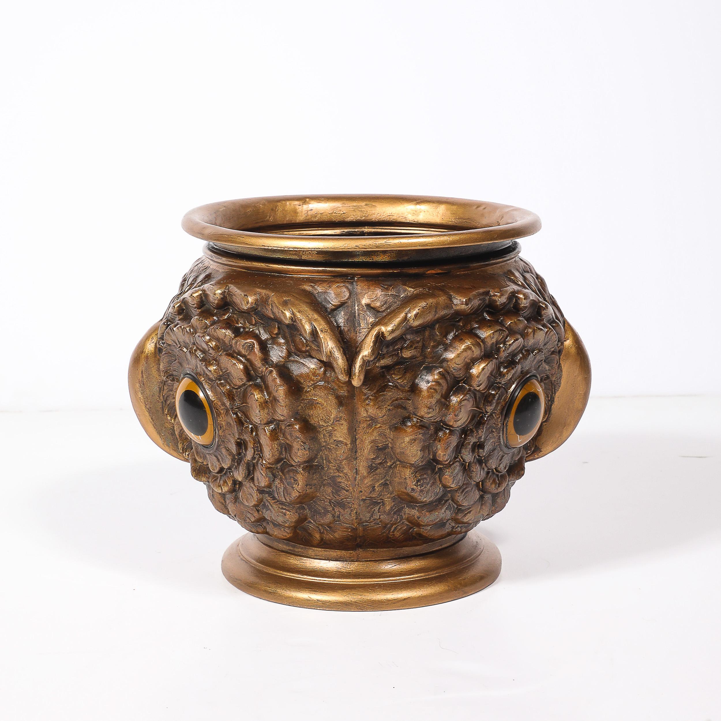 Gufo Jardiniere in bronzo dorato e vetro di epoca vittoriana in vendita 2