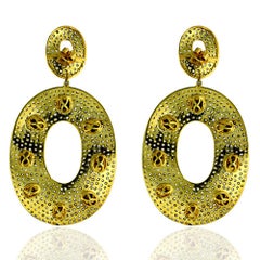 Victorian Era inspired RoseCut Diamond & Pave Diamond Earring in Gold and Silver