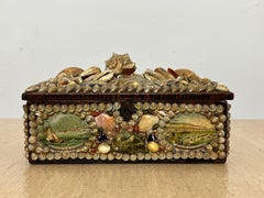 Victorian Era Margate Grotto England Seashell and Painted Souvenir Trinket Box