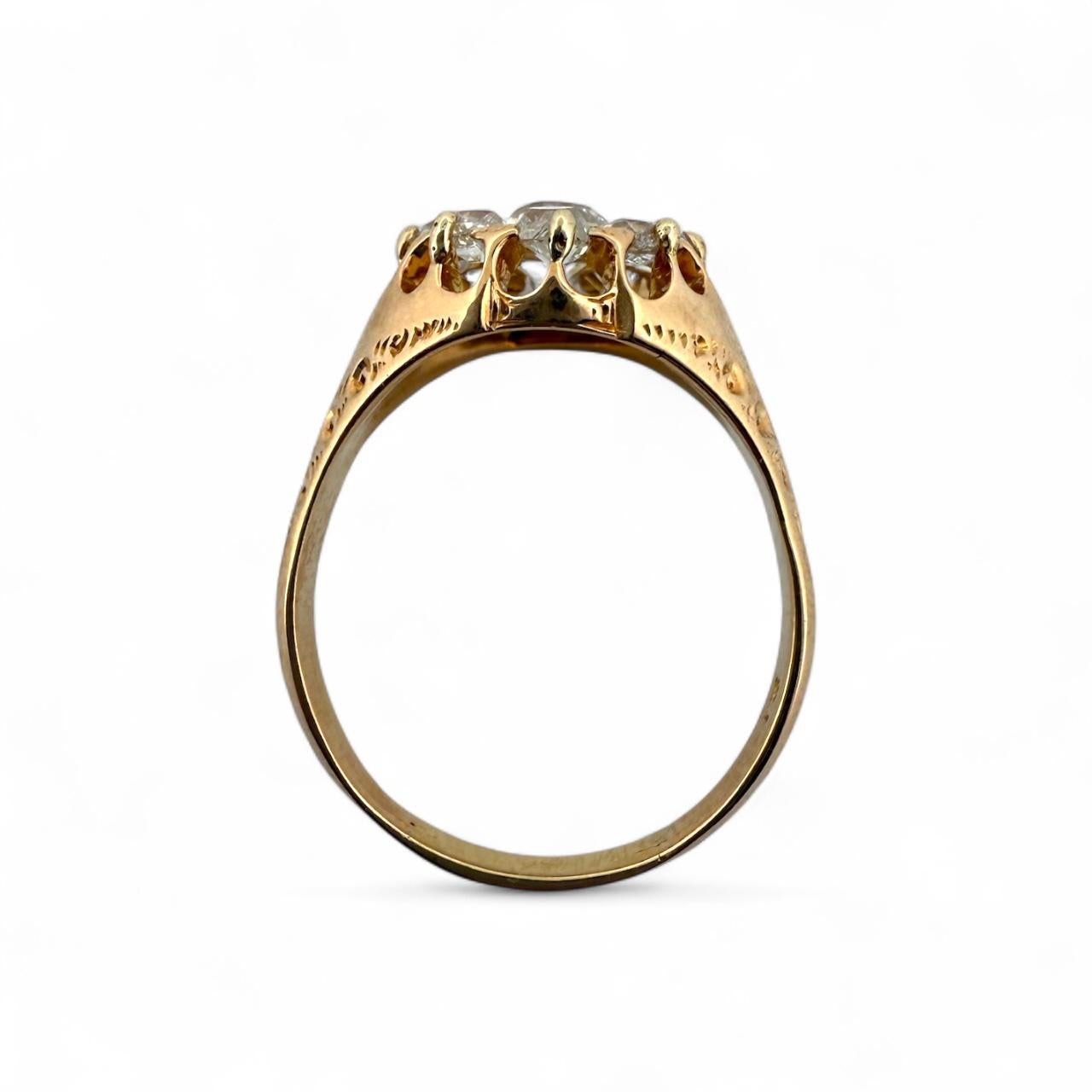 Bague d'époque victorienne en or rose 18 carats avec diamants taillés à l'ancienne en vente 4